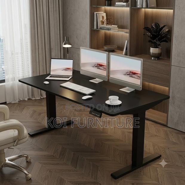 Office Desk; 1.2 Meters Computer White Adjustable Height Table - thumbnail 3