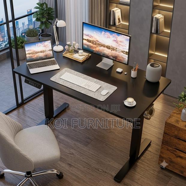 Office Desk; 1.2 Meters Computer White Adjustable Height Table - thumbnail 5