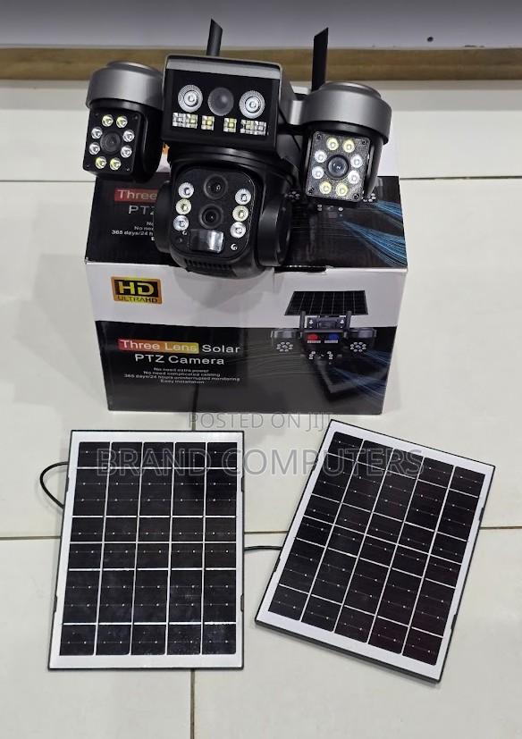 V380 4g Triple Lens 3 Lens Dual Panels With 15x Zoom Solar Camera