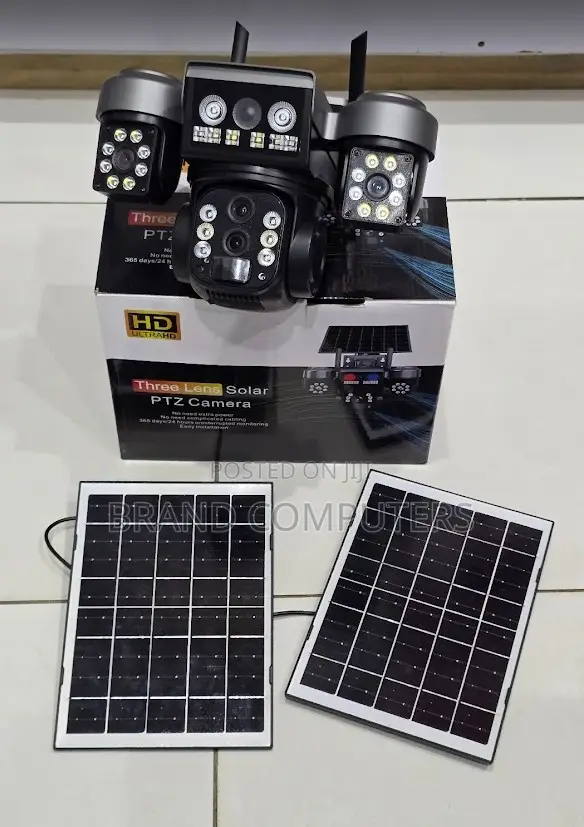 V380 4g Triple Lens 3 Lens Dual Panels With 15x Zoom Solar Camera