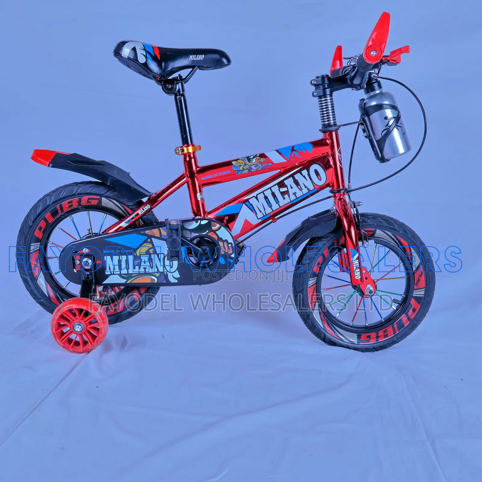 Milano Kids Bicycle Size 12 With Training Wheels Water Bottle