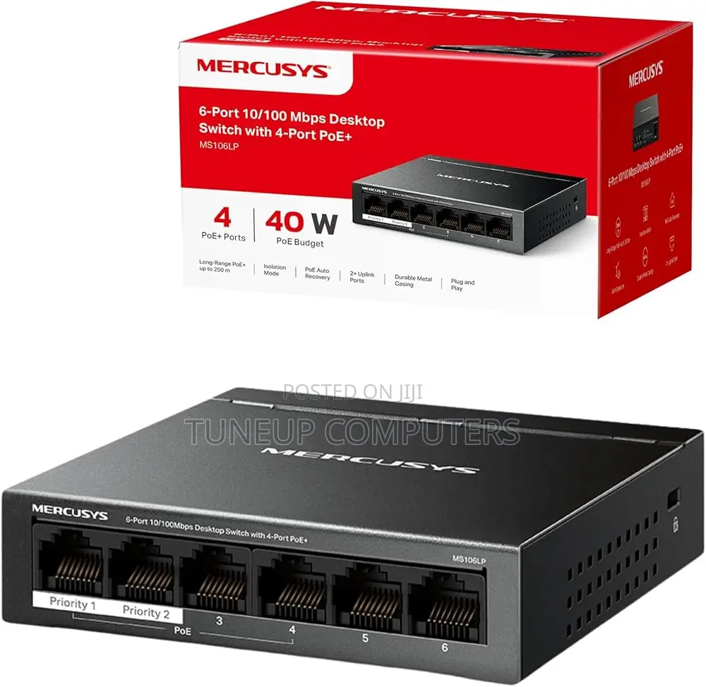 Mercusys 6-Port 10/100mbps Desktop Switch With 4-Port Poe