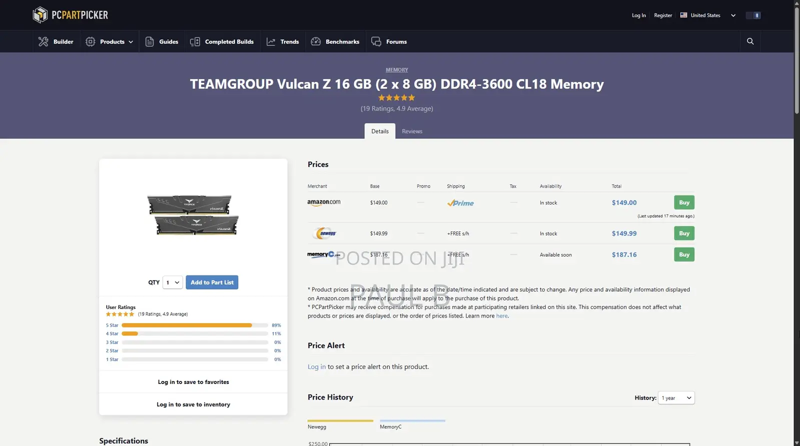 ​16gb Teamgroup T-force Dark Zα Ddr4 Ram (2x8gb) 3600 Mt/S