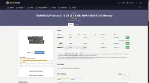 ​16gb Teamgroup T-force Dark Zα Ddr4 Ram (2x8gb) 3600 Mt/S