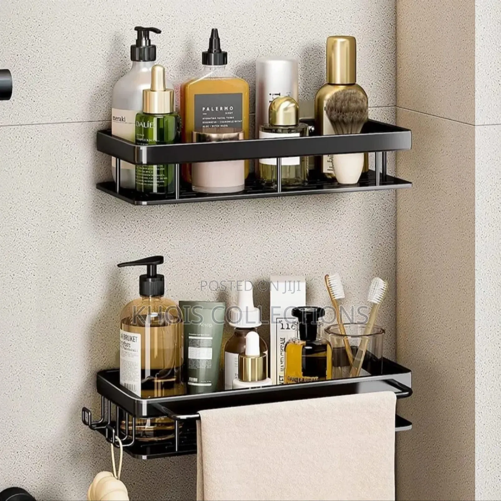 2pcs Rectangular Shelf With Towel Holder