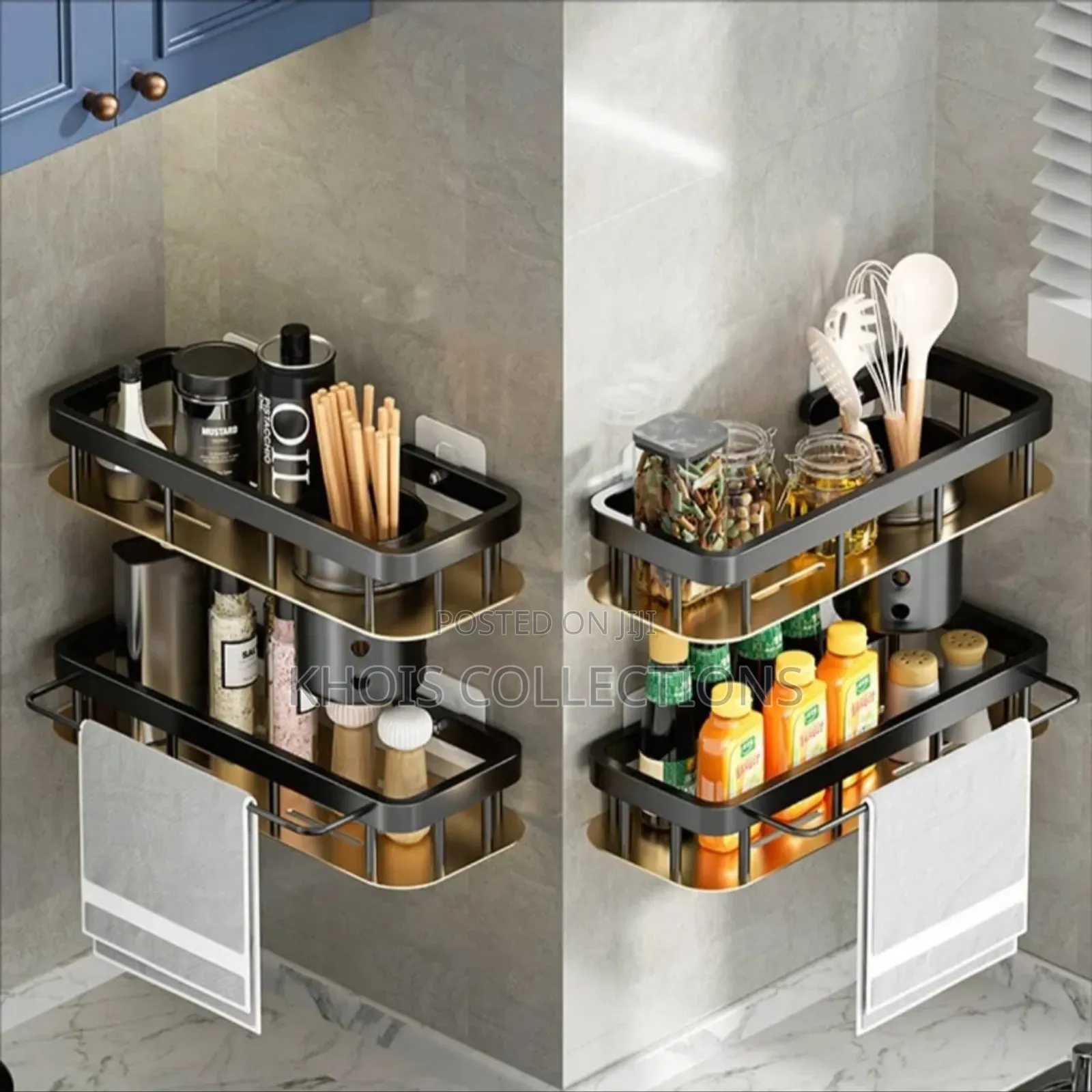 2pcs Rectangular Shelf With Towel Holder