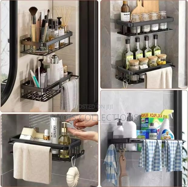 2pcs Rectangular Shelf With Towel Holder - thumbnail 3