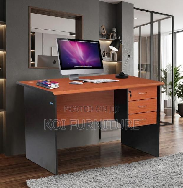 Office Desk; 1.4 Meters Brown Executive Study Area Desk - thumbnail 3
