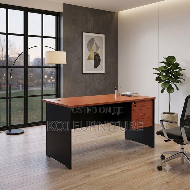 Office Desk; 1.4 Meters Brown Executive Study Area Desk - thumbnail 5