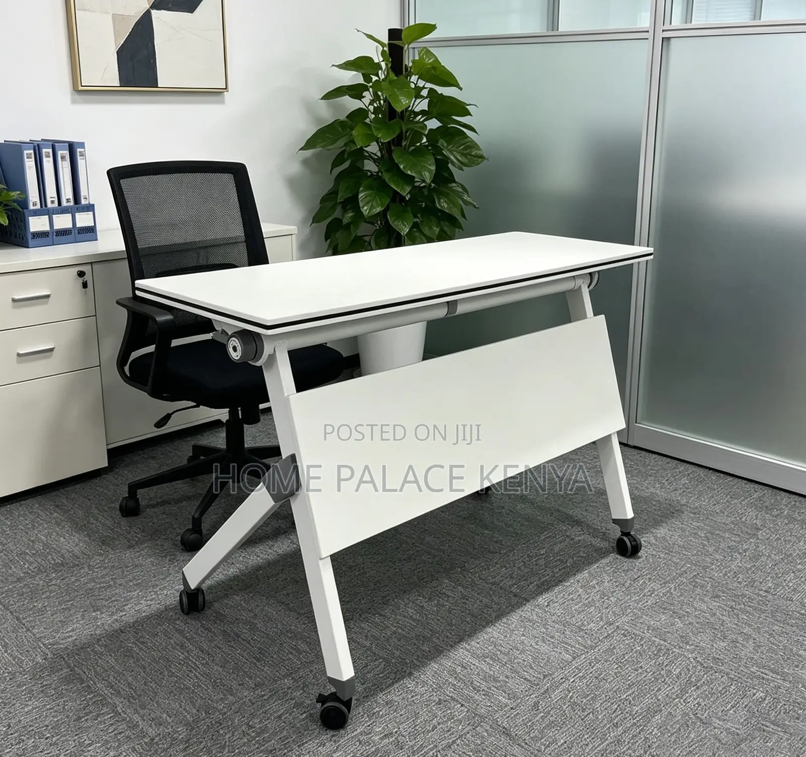 Study Desk: Folding Work Desk With Casters for Mobility