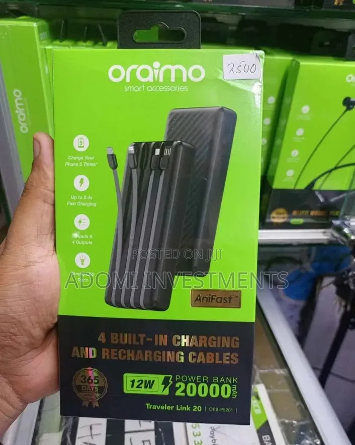 Oraimo 20,000mah Powerbank With Cables