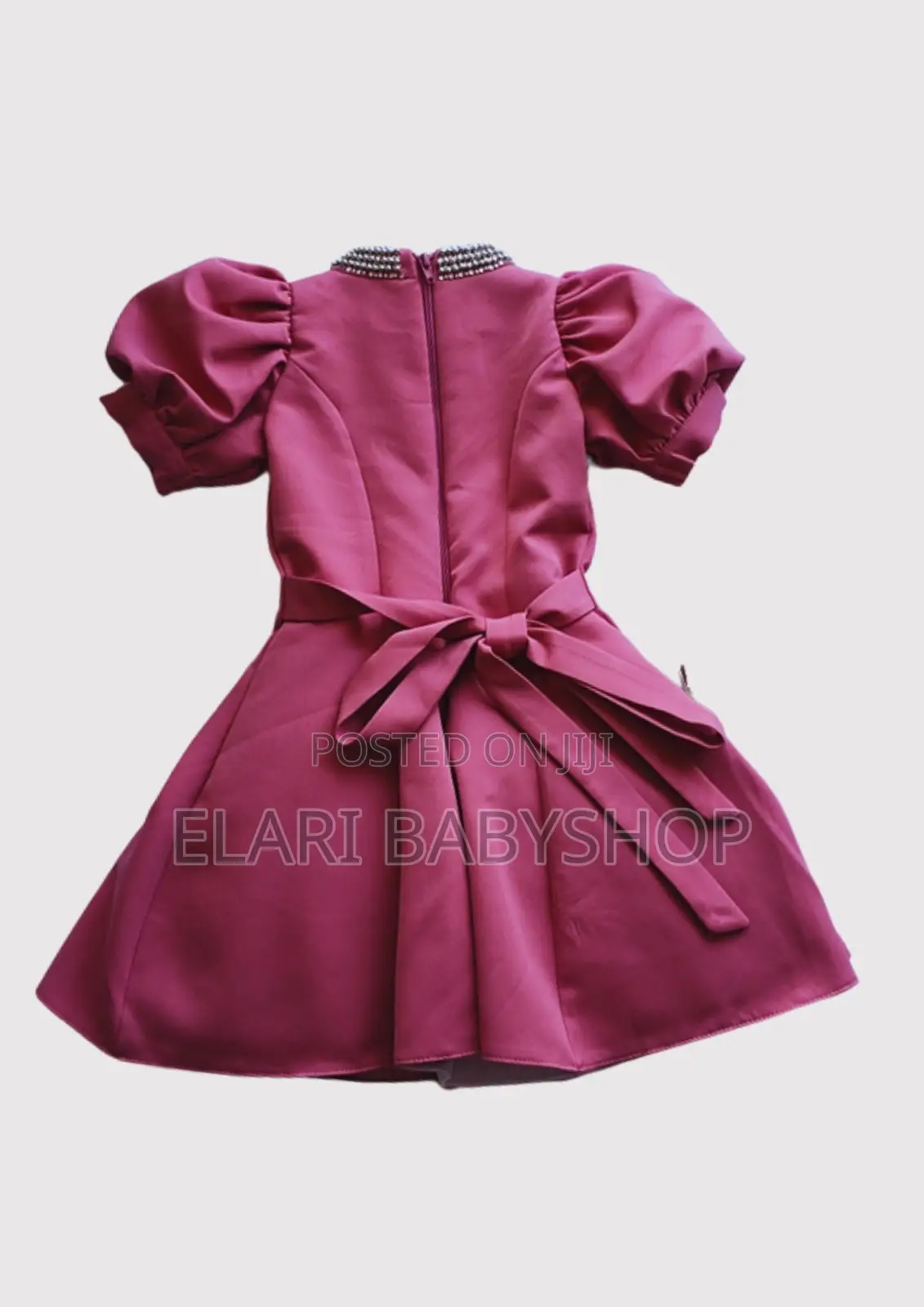 Pearl Bow Puff Sleeve Turkey Dress