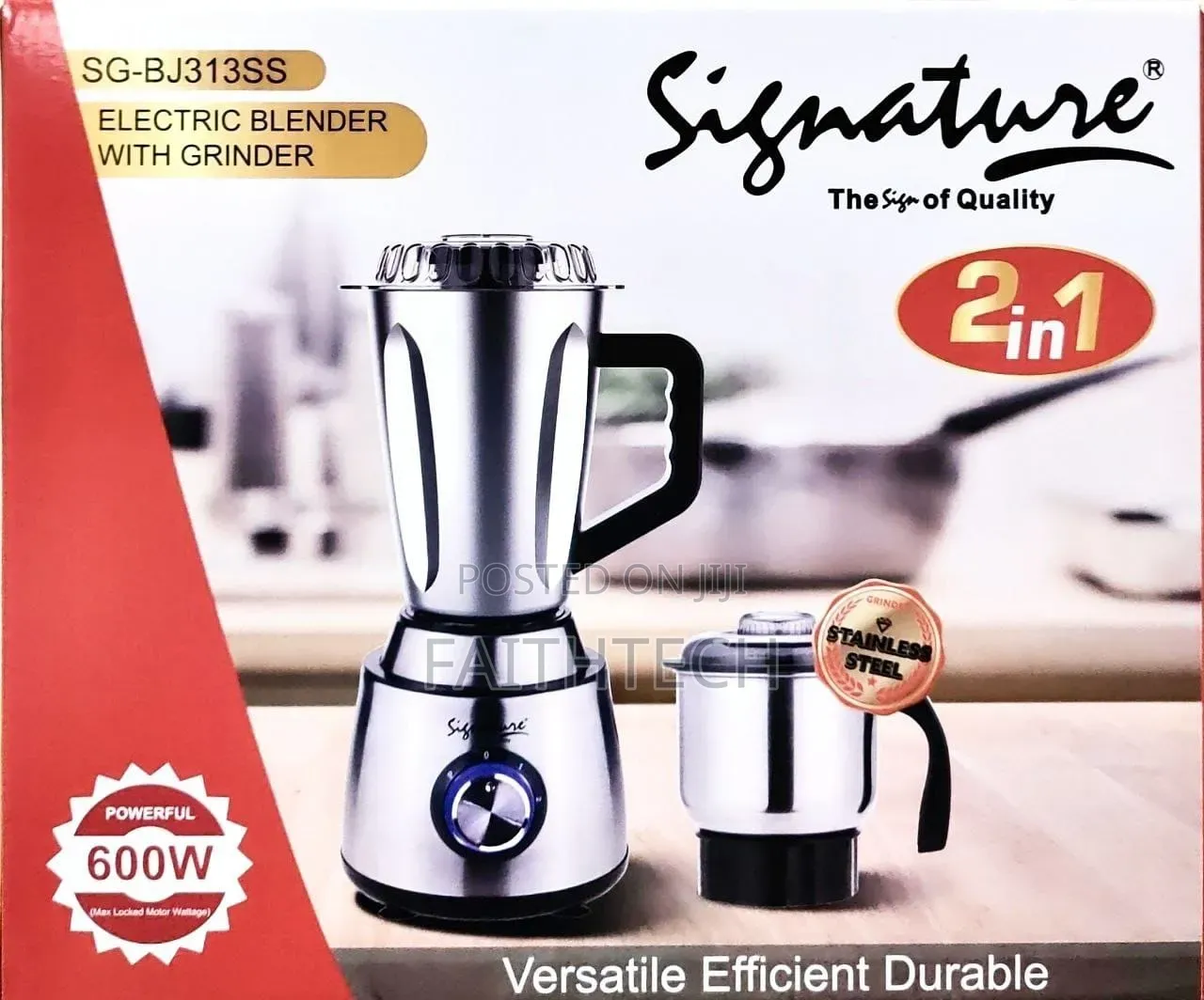 Signature 2in1 Stainless Steel Electric Blender With Grinder