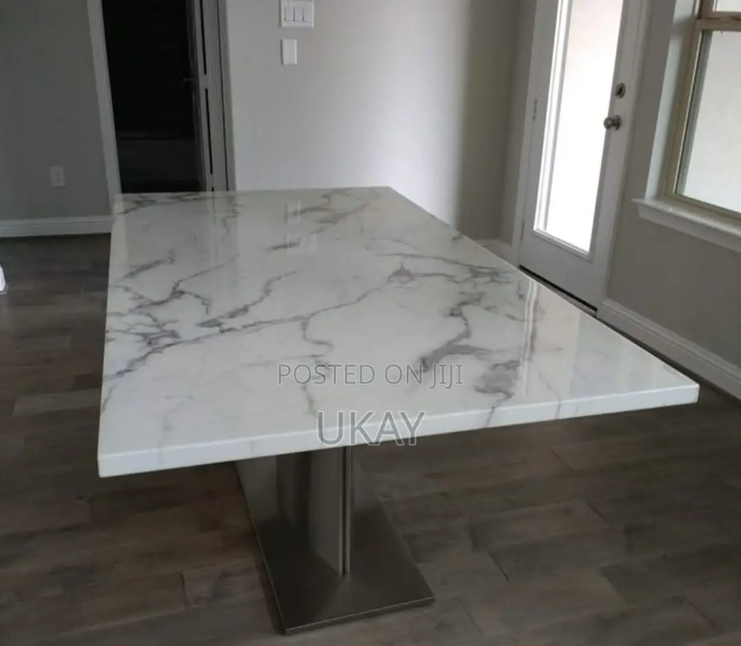 Modern White Marble Dining Table.