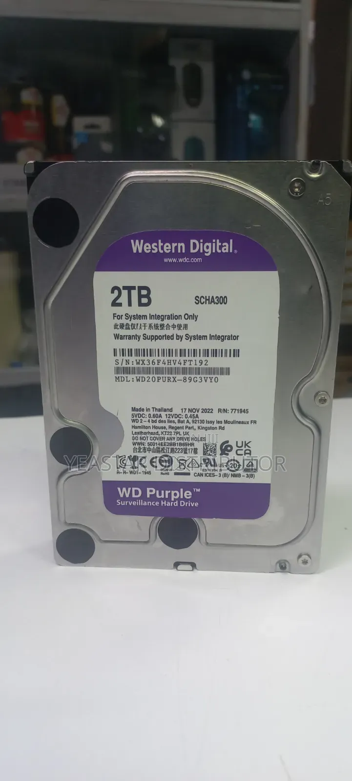 Western Digital Purple 2tb Surveillance Hard Drivewd20purx-89g3v0