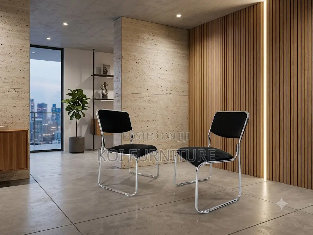 Office Chairs; Leather Chrome Based Office Seat