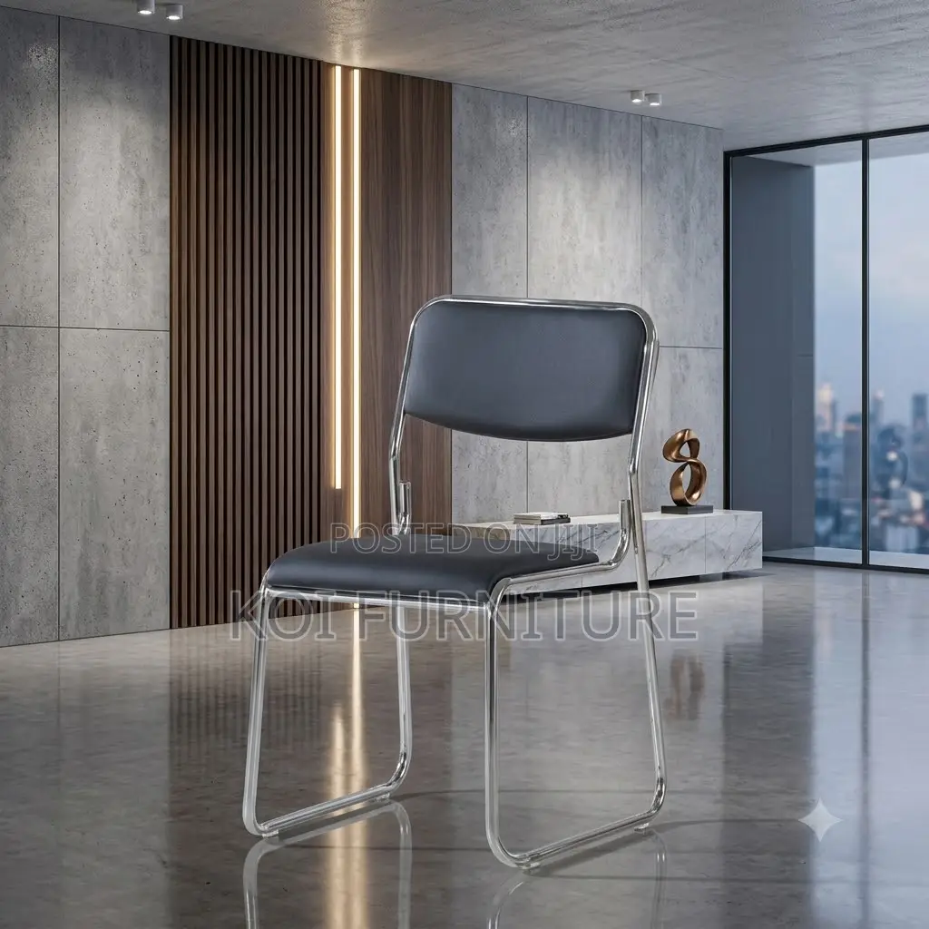Office Chairs; Leather Chrome Based Office Seat