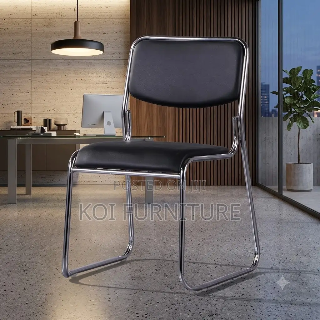 Office Chairs; Leather Chrome Based Office Seat