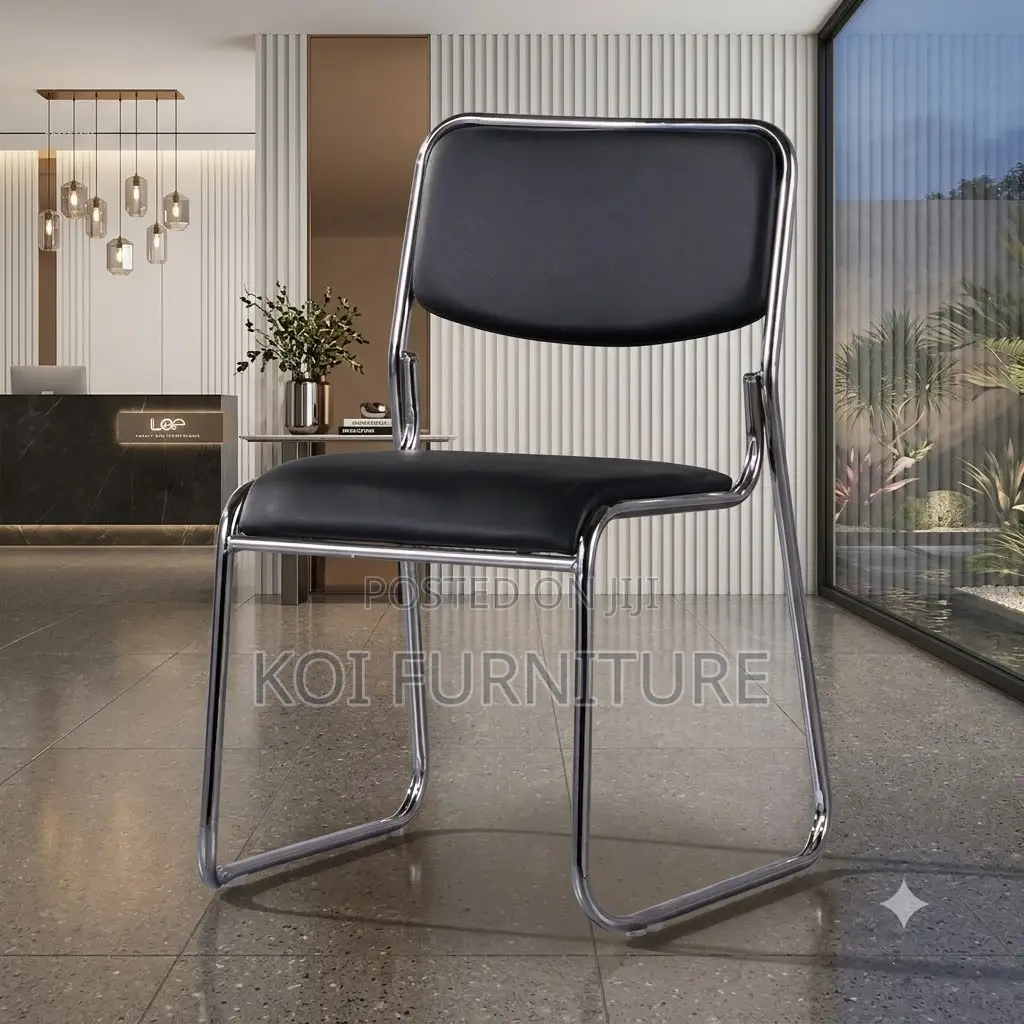 Office Chairs; Leather Chrome Based Office Seat