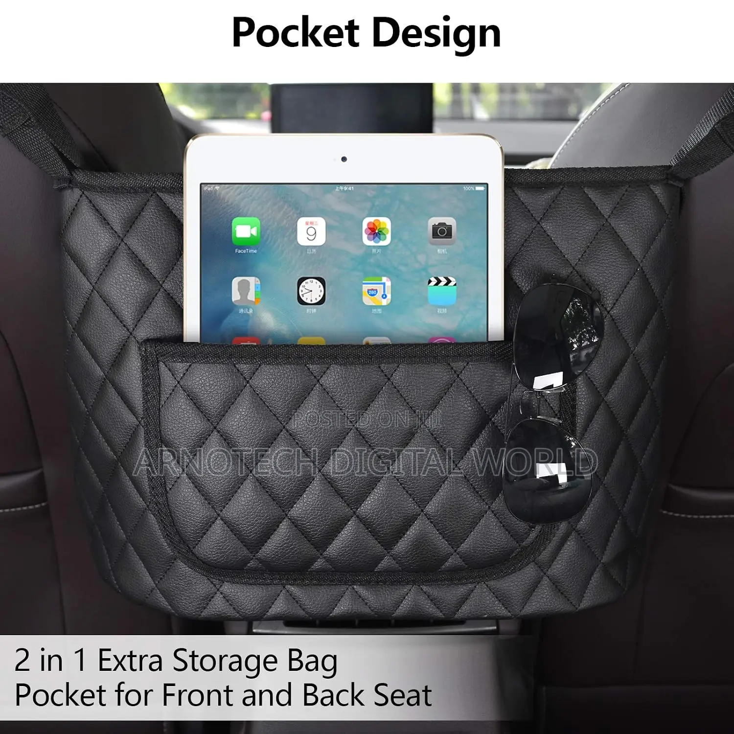 Pu Leather Car in Between Seat Organizer