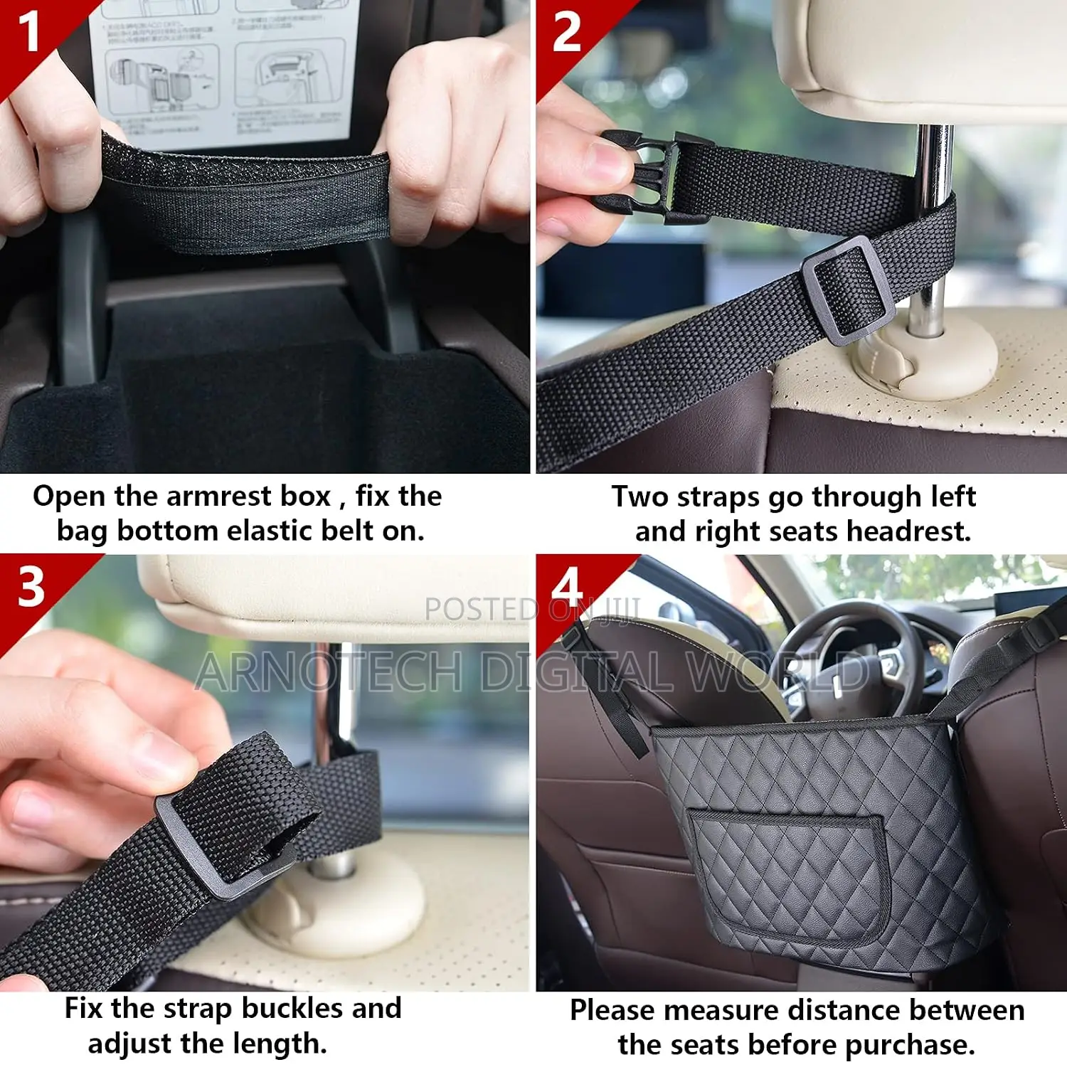 Pu Leather Car in Between Seat Organizer