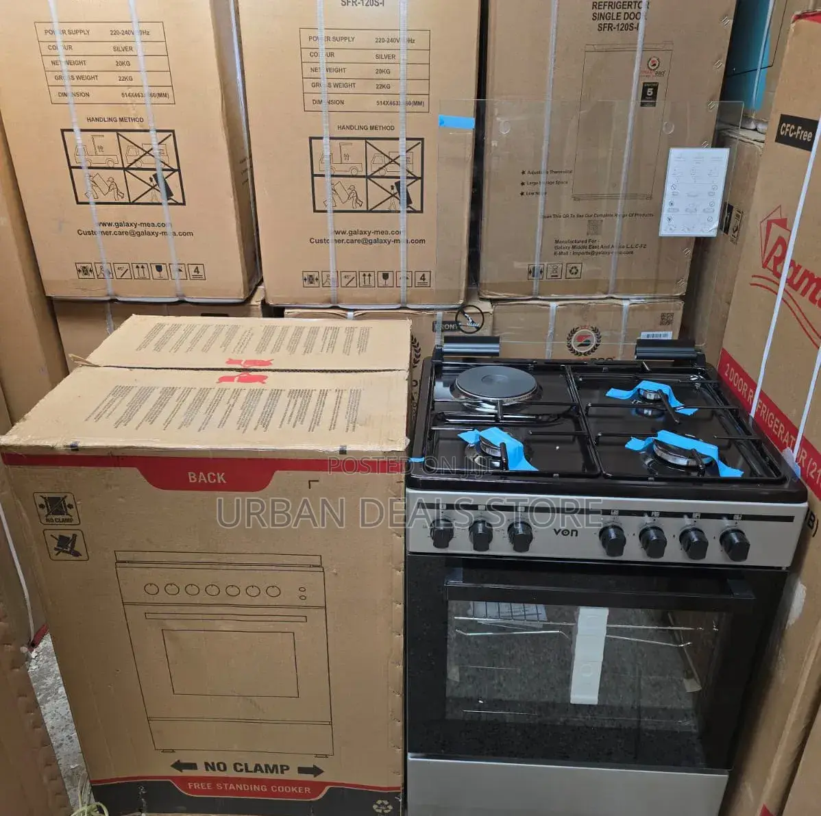 Von 60×60 Standing Cooker – 3 Gas + 1 Electric