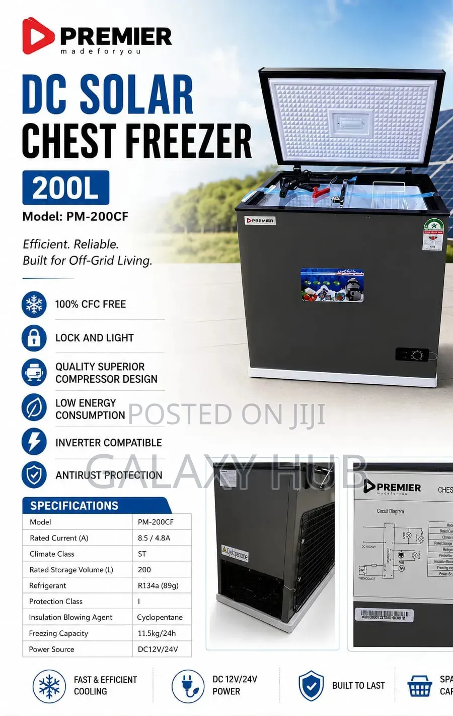 Premier 200l Dc Chest Freezer