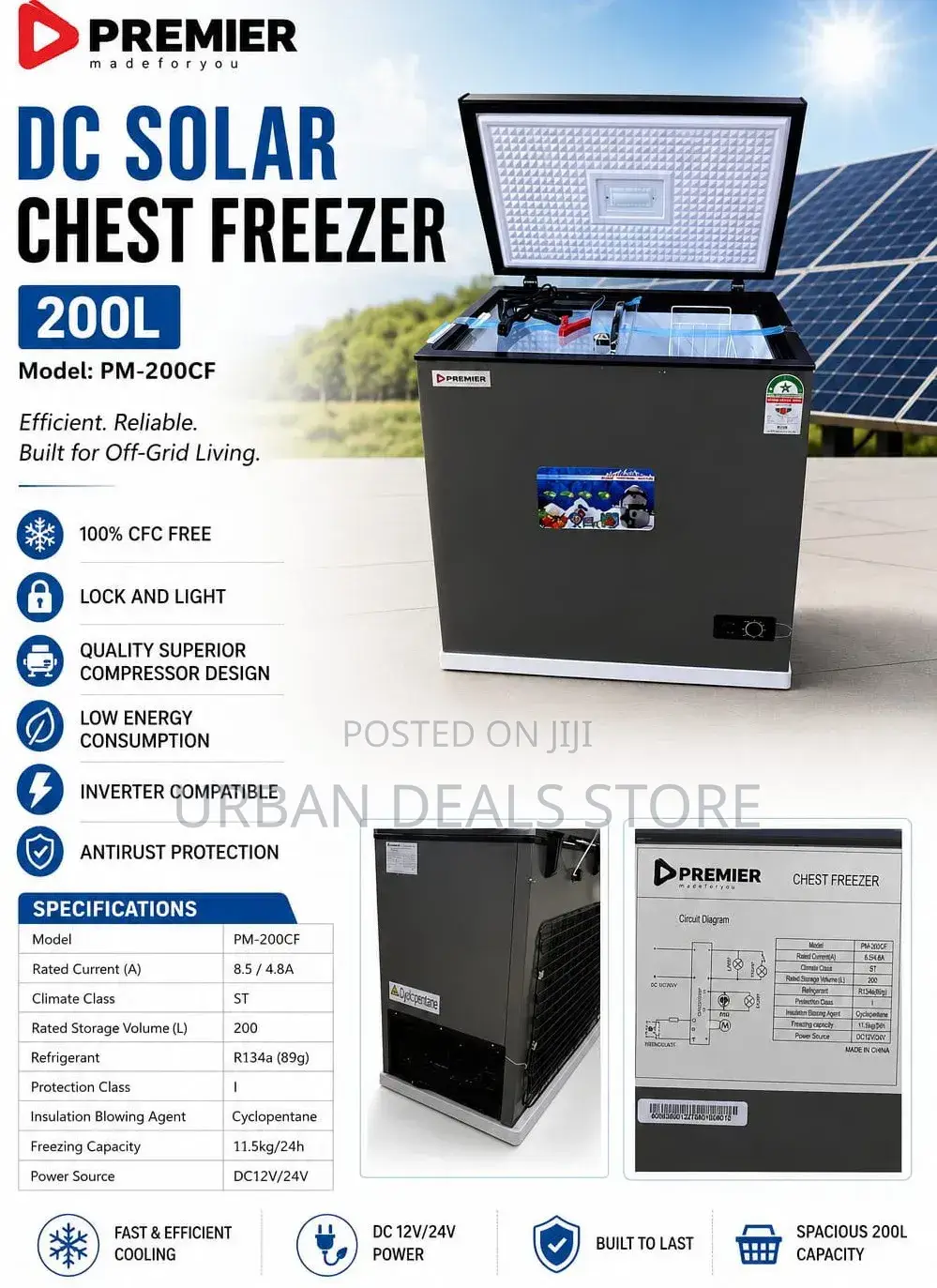 Premier 200l Dc Chest Freezer