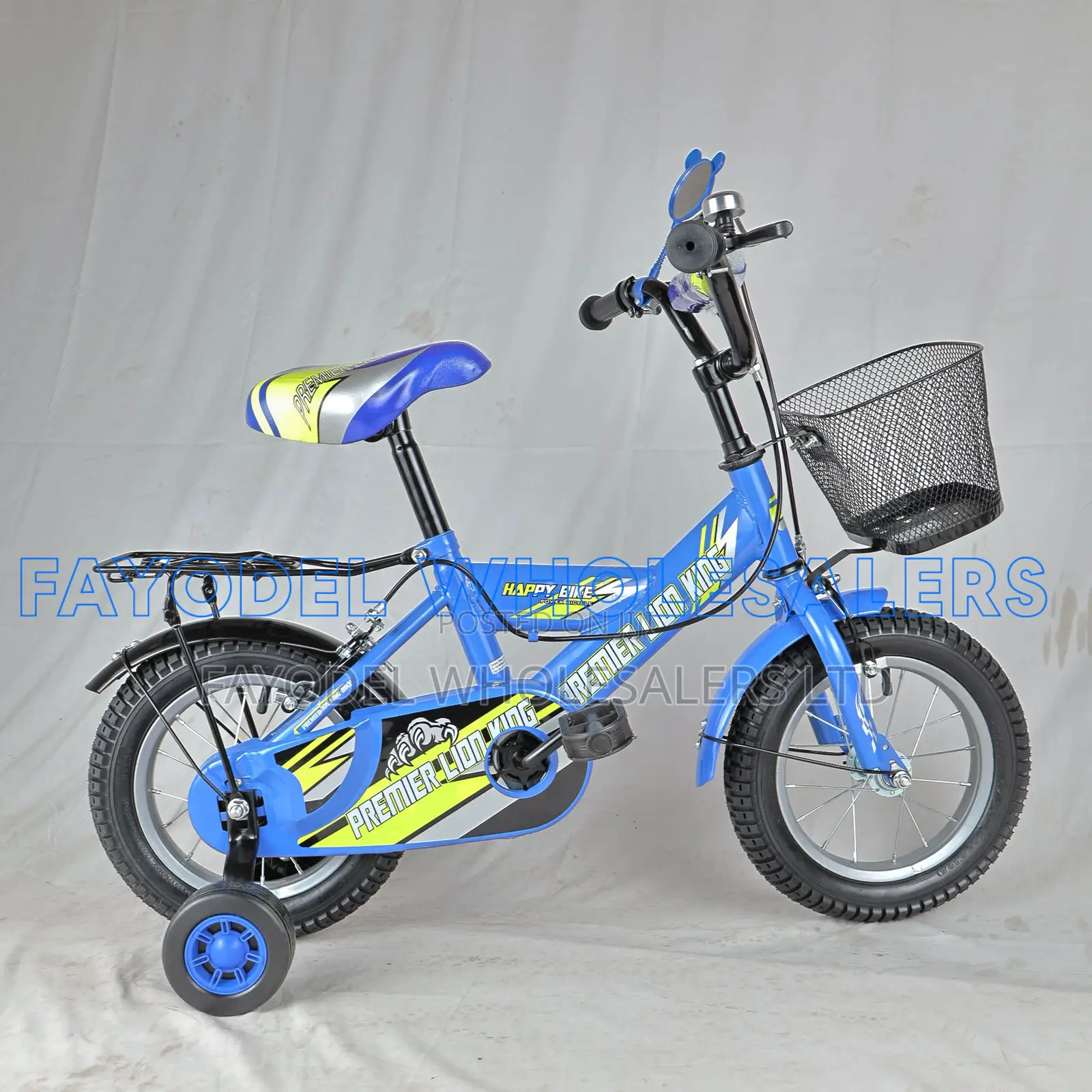 Blue Premier Lion Kids Bicycle – Training Wheels Included