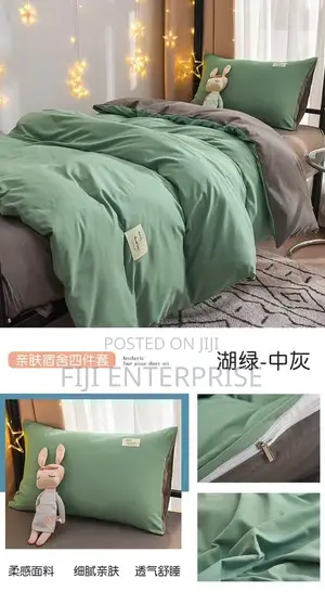Quality Plain Double-Sided Cotton Duvet Cover Set –