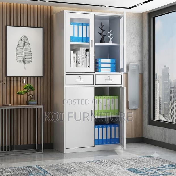 Office Caboinet; Two Doors Steel Grey Colored Filing Docs Cabinet