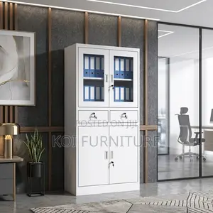 Office Caboinet; Two Doors Steel Grey Colored Filing Docs Cabinet