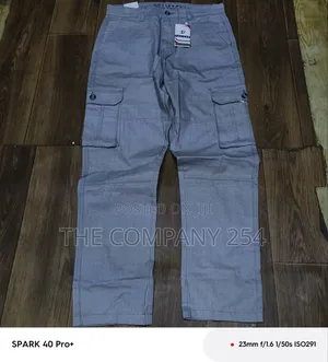 Quality Casual Designer Plain Double Side Pocket Straight Cargo Pants