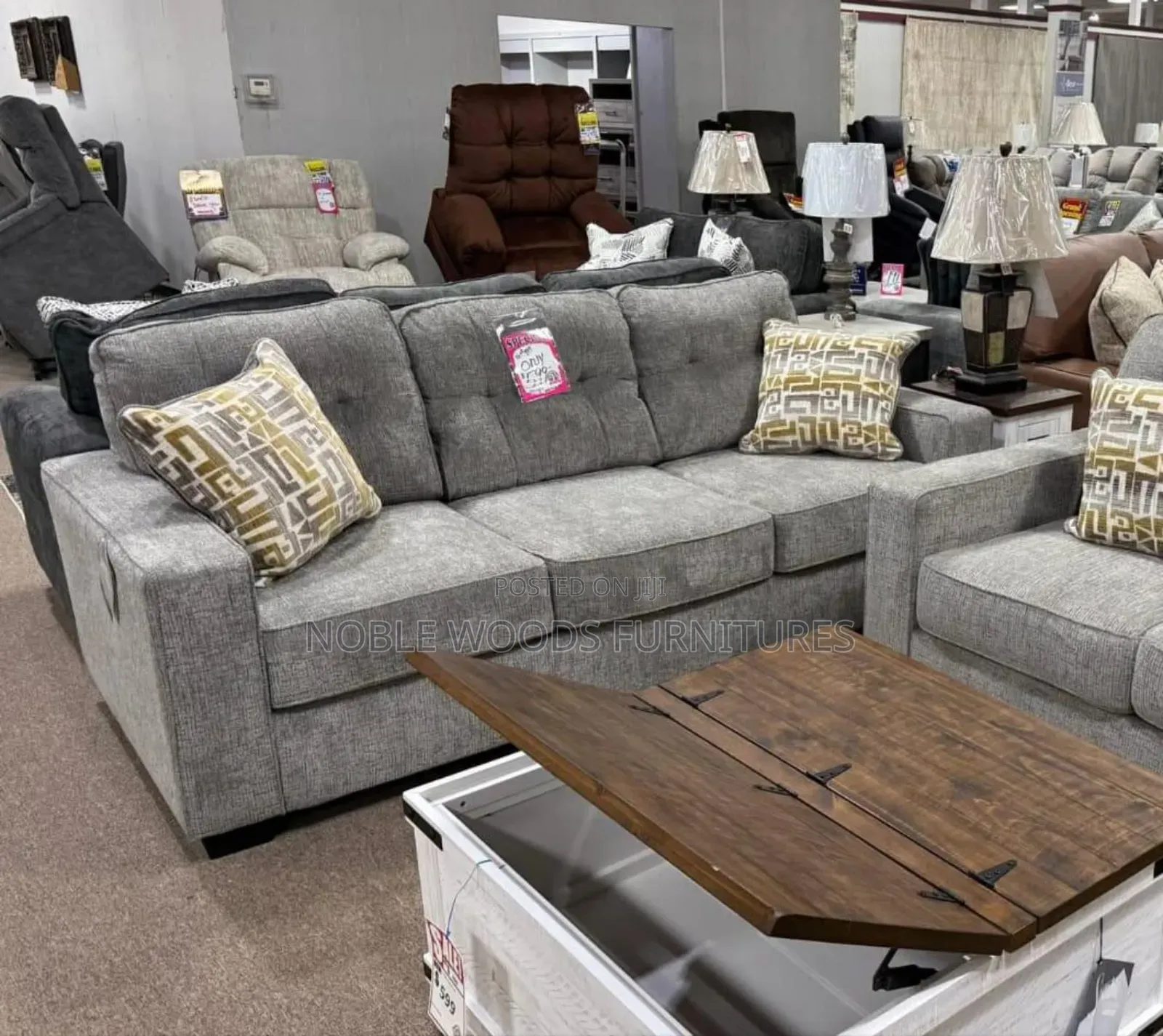 Grey 5 Seater Sofa Set