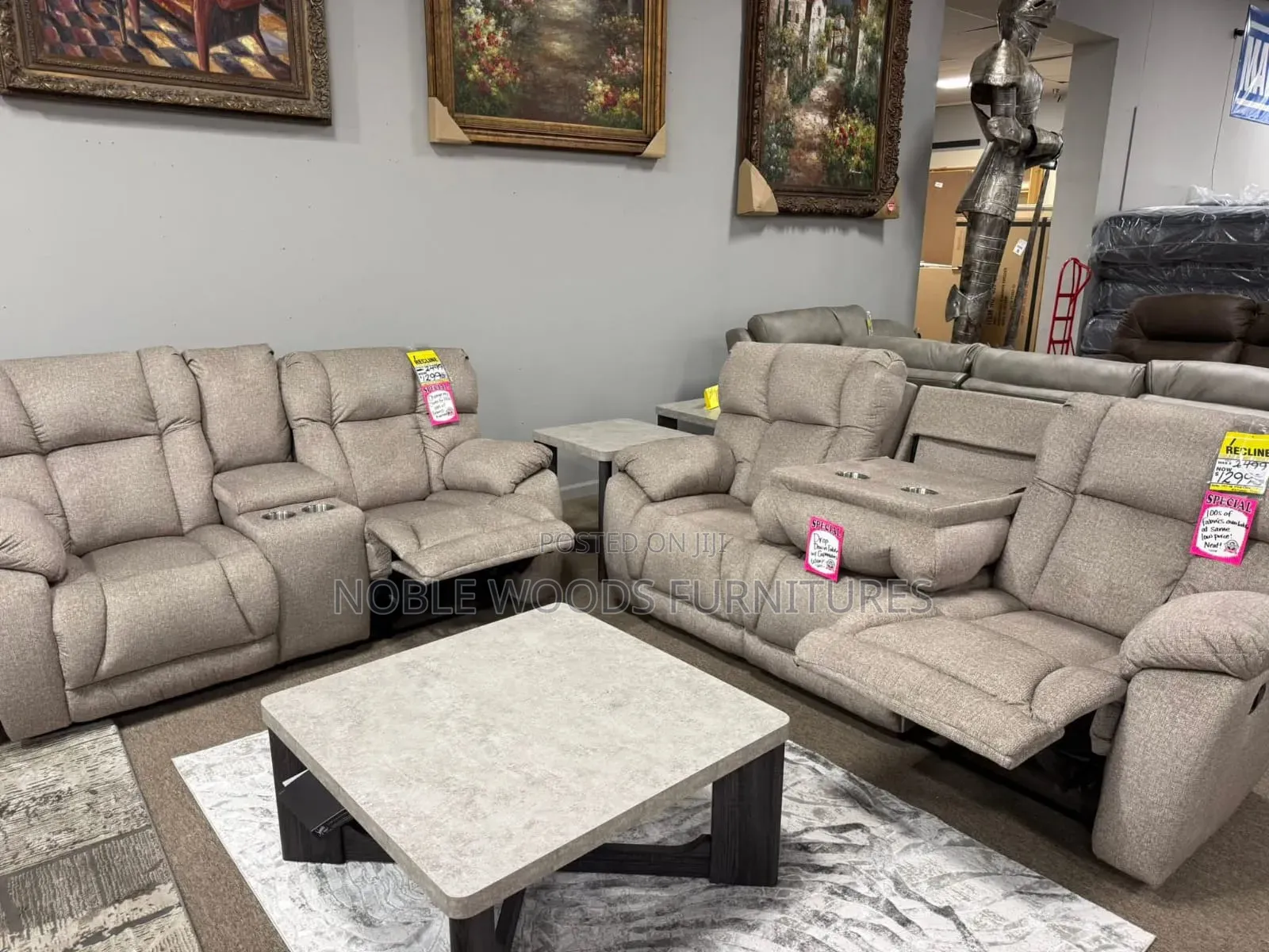 Grey 5 Seater Recliner Sofa