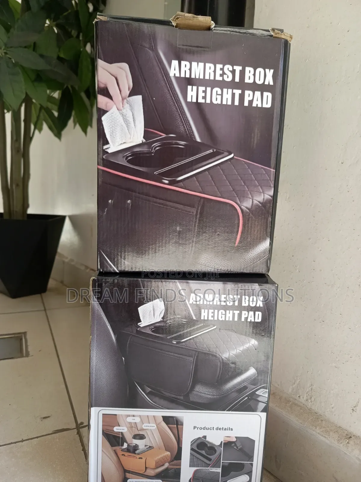 Luxury Red Quilted Leather Car Armrest Box 