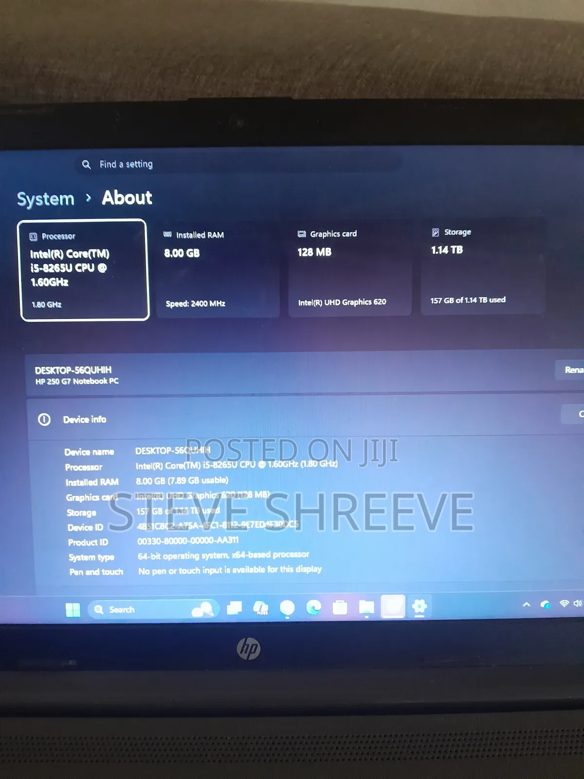 Laptop HP 250 G7 8GB Intel Core i5 HDD+SSD 1T