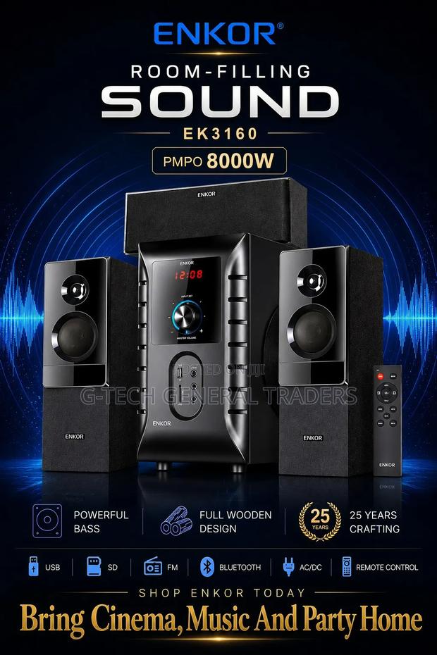 Enkor 3.1channnel Multimedia Speaker System 8000w( 1 Year Warranty)