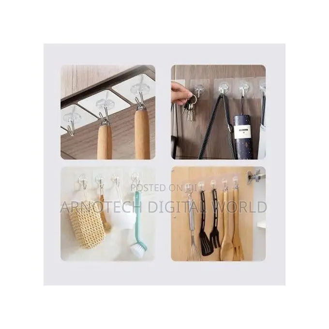 10pcs Strong Self Adhesive Transparent Wall Sticker Hooks