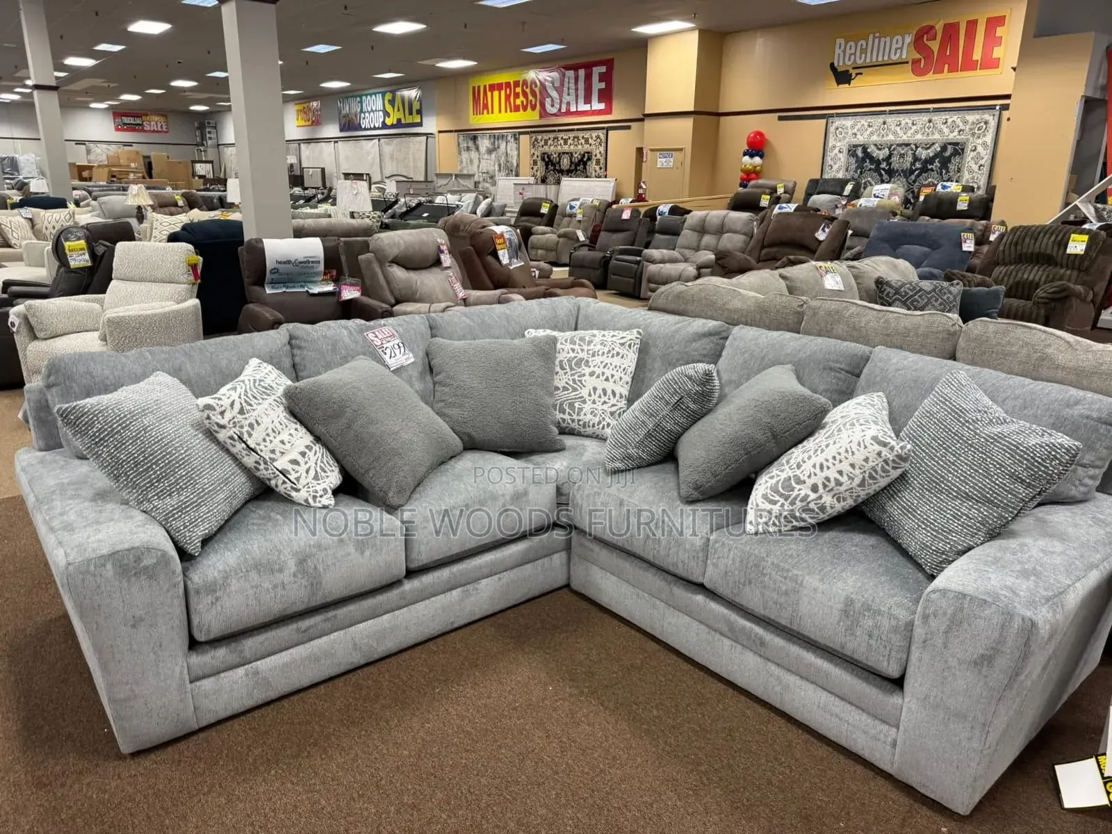 Grey 5 Seater L-Shaped