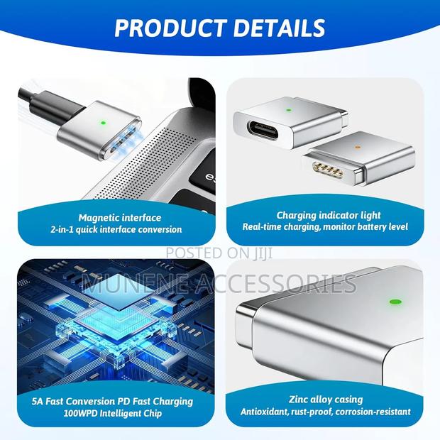 Usb C To Magnetic Adapter For Magsafe 2 Pd 100w Type C Power Converter - thumbnail 5