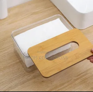 Transparent Serviette Holder With Bamboo Lid