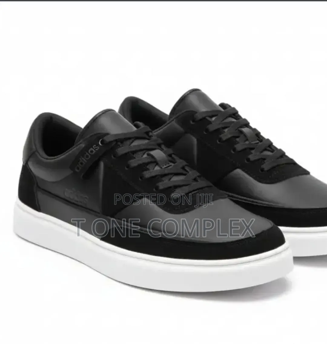 Quality Adidas Leather Casual Sneakers Black White Sole