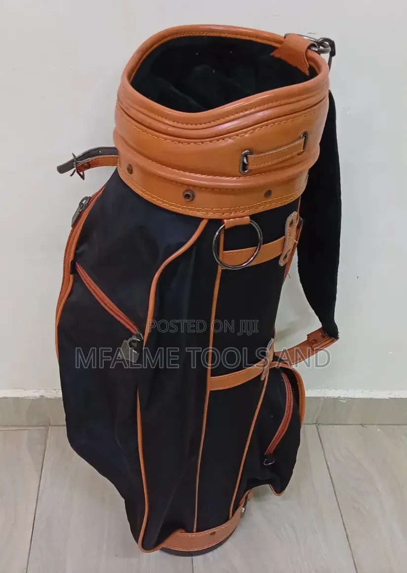 Ex-Uk Black Canvas Leather Trim Golf Bag