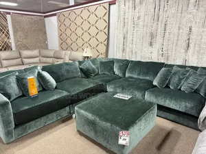 Green L-Shaped 6 Seater Sofa