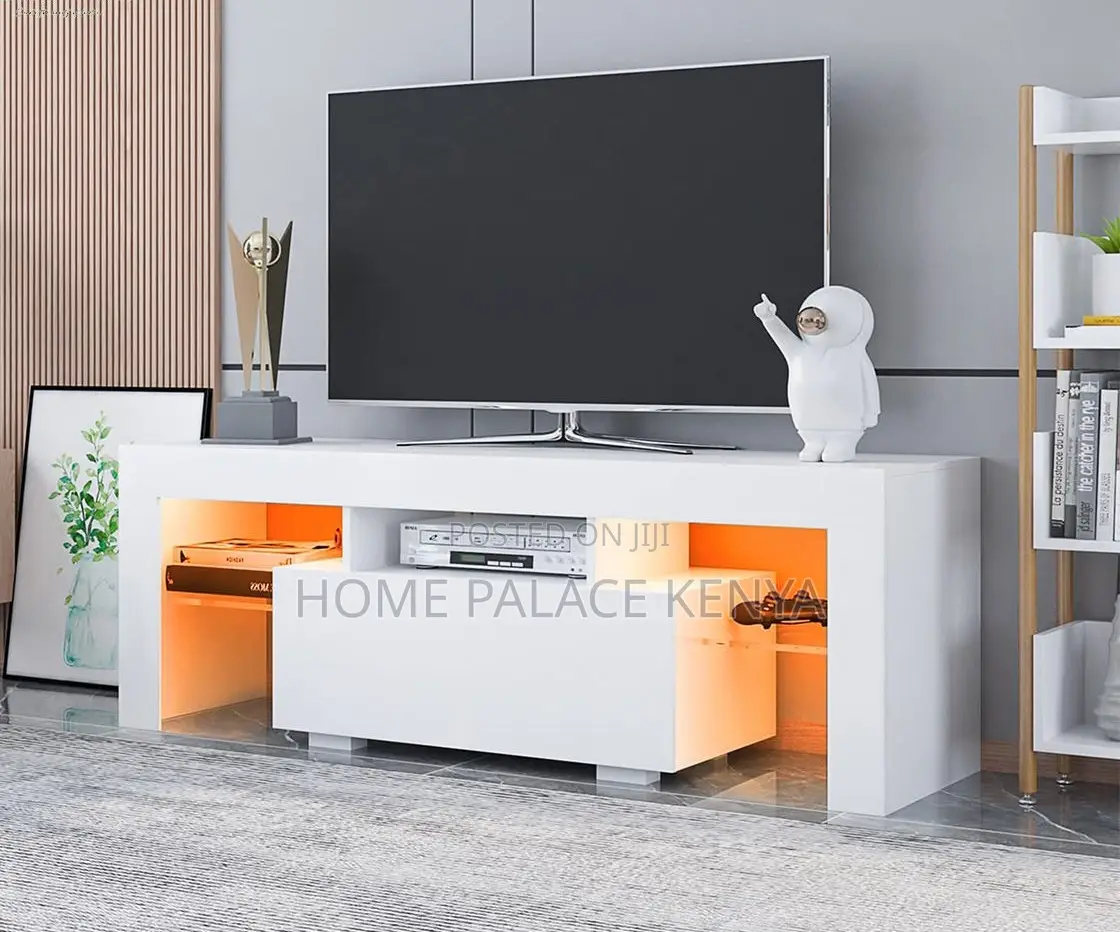 Tv Stand: Wooden Tv Storage With Led Lights