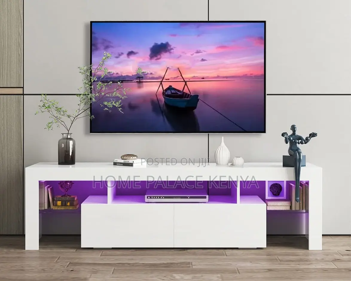 Tv Stand: Wooden Tv Storage With Led Lights