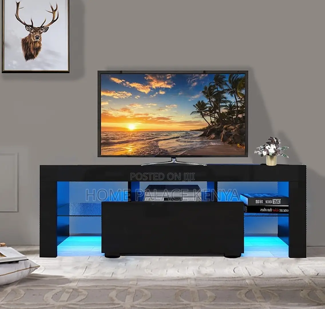 Tv Stand: Wooden Tv Storage With Led Lights
