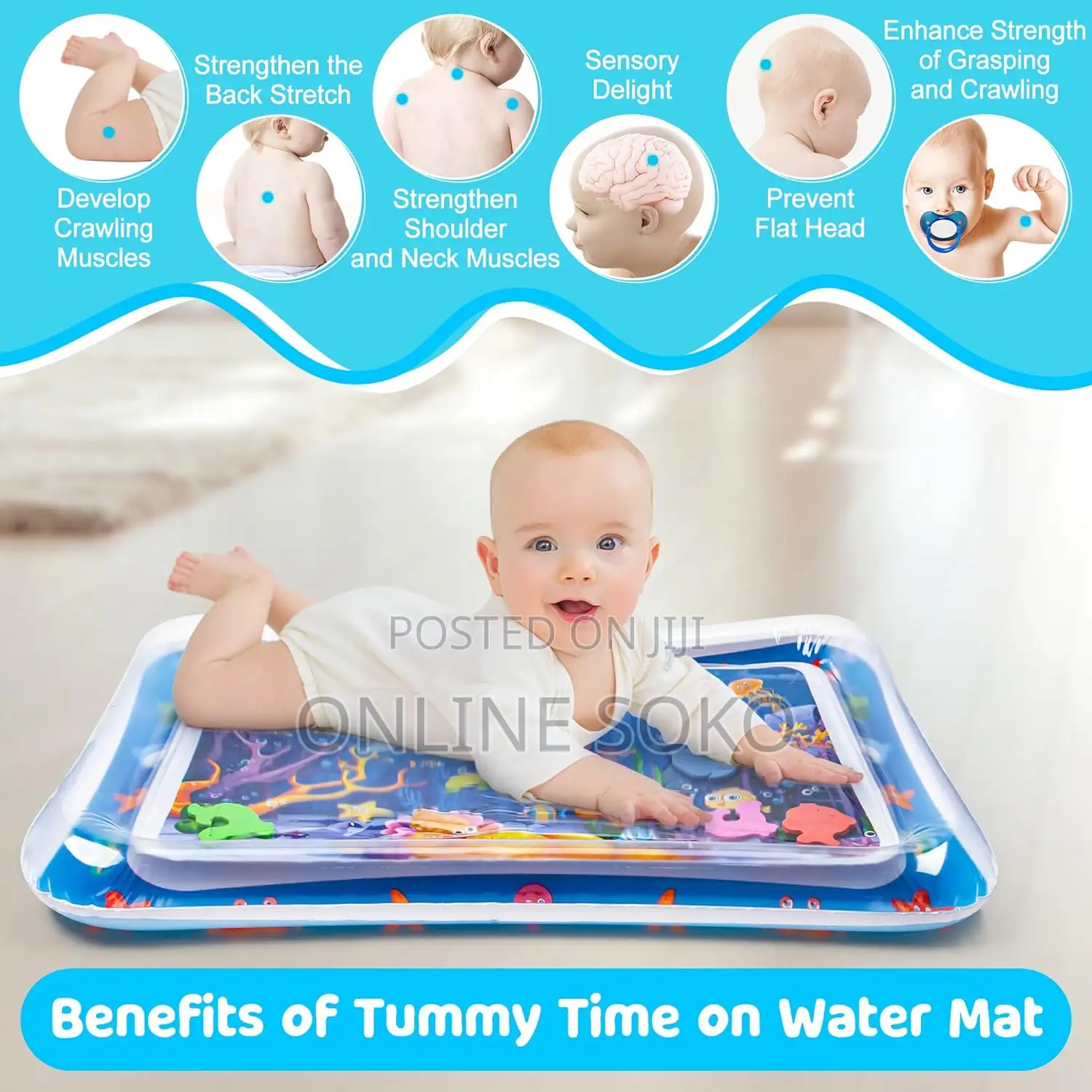 Inflatable Baby Tummy Time Water Activity Play Mat-Infants 3-24 Months