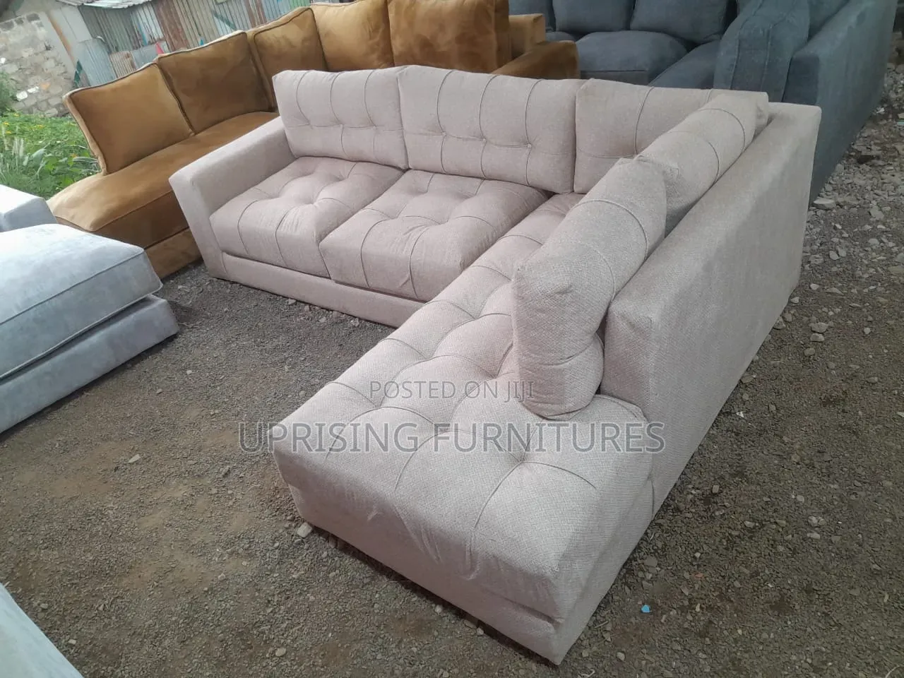 L Shaped 6 Seater Sofa Cream White